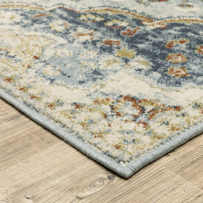 Branson Medallion Blue/ Multi Distressed Cut Pile Rug