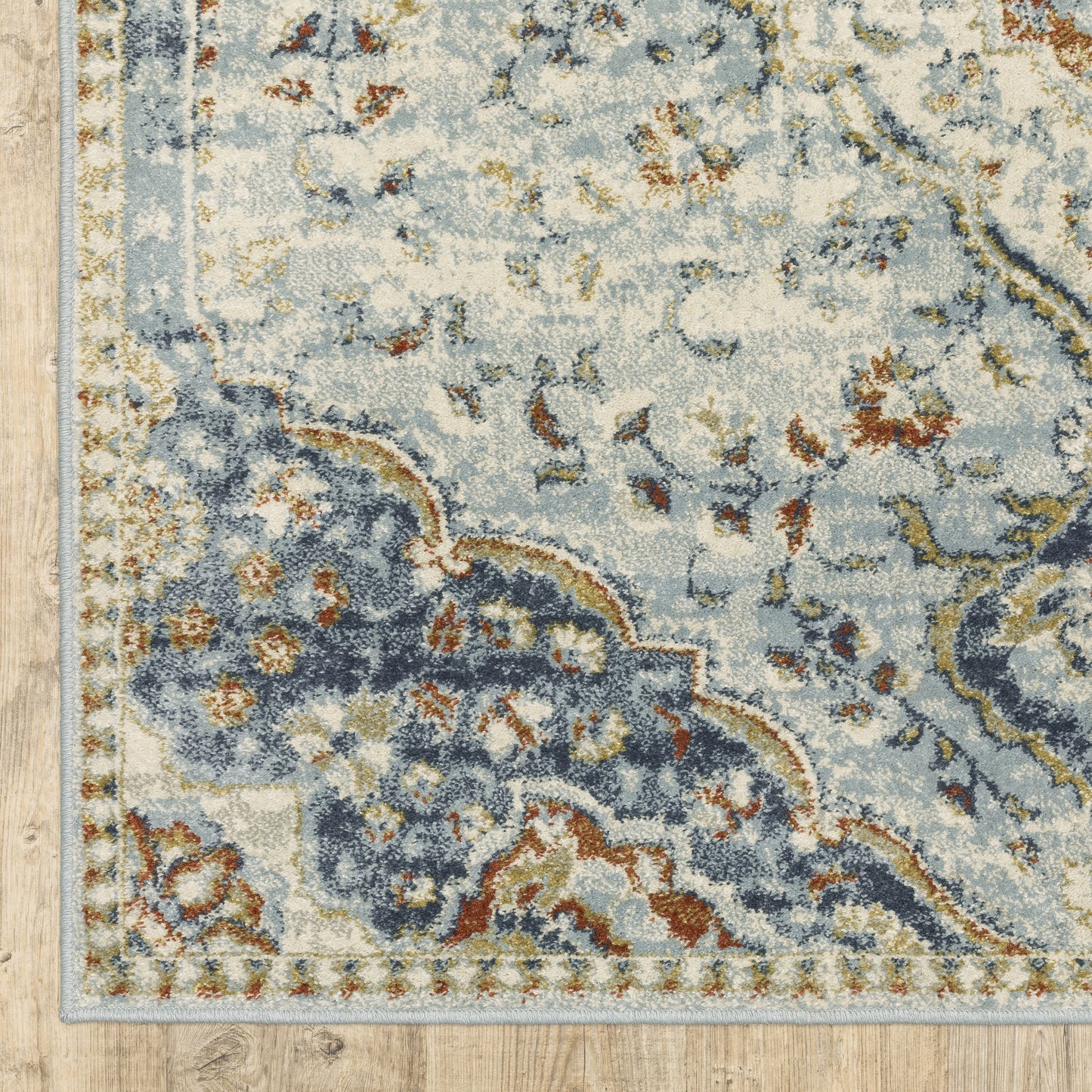 Branson Medallion Blue/ Multi Distressed Cut Pile Rug