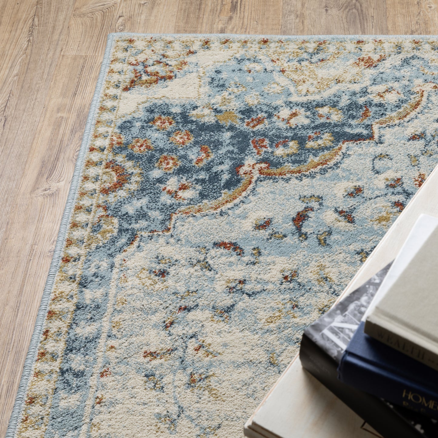 Branson Medallion Blue/ Multi Distressed Cut Pile Rug