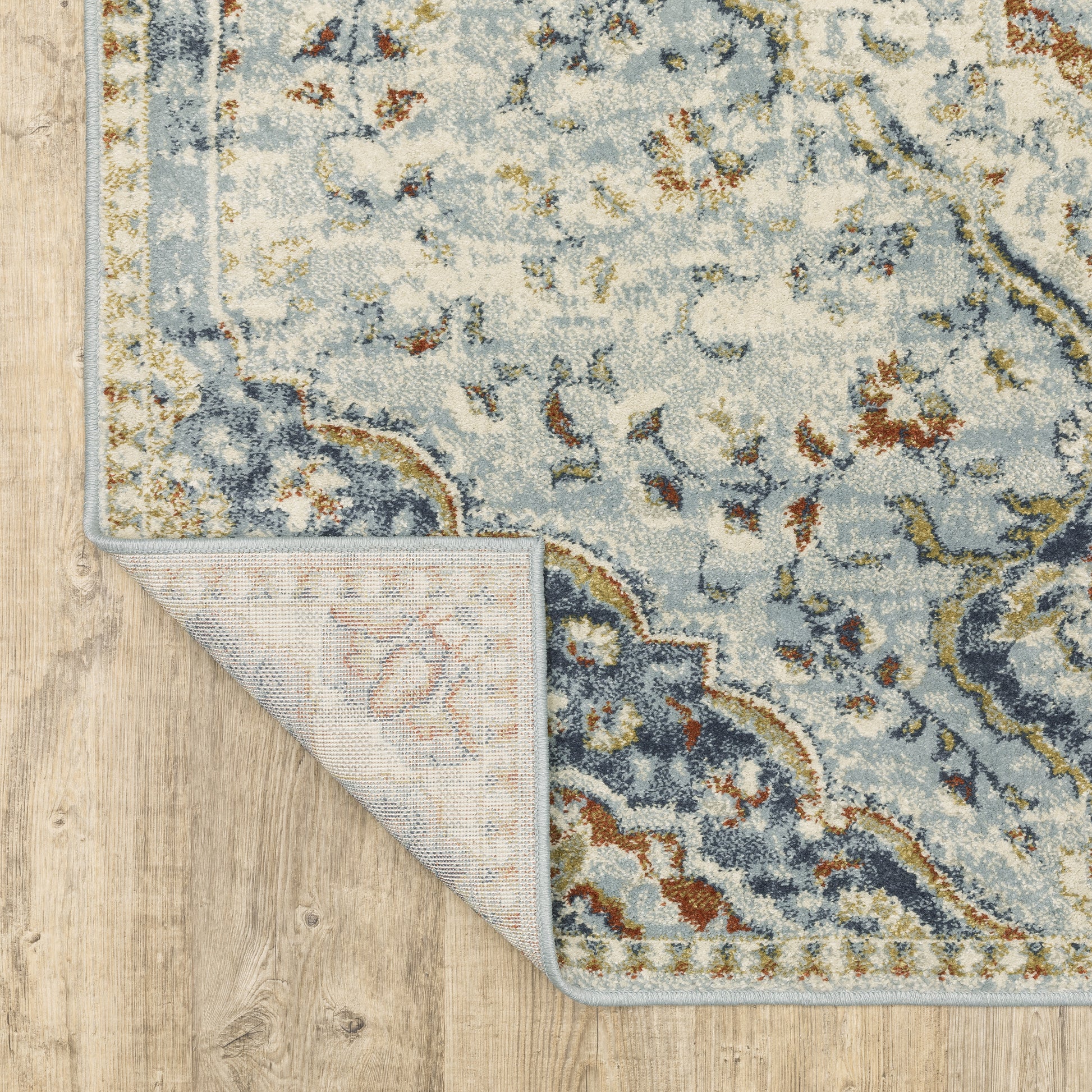 Branson Medallion Blue/ Multi Distressed Cut Pile Rug