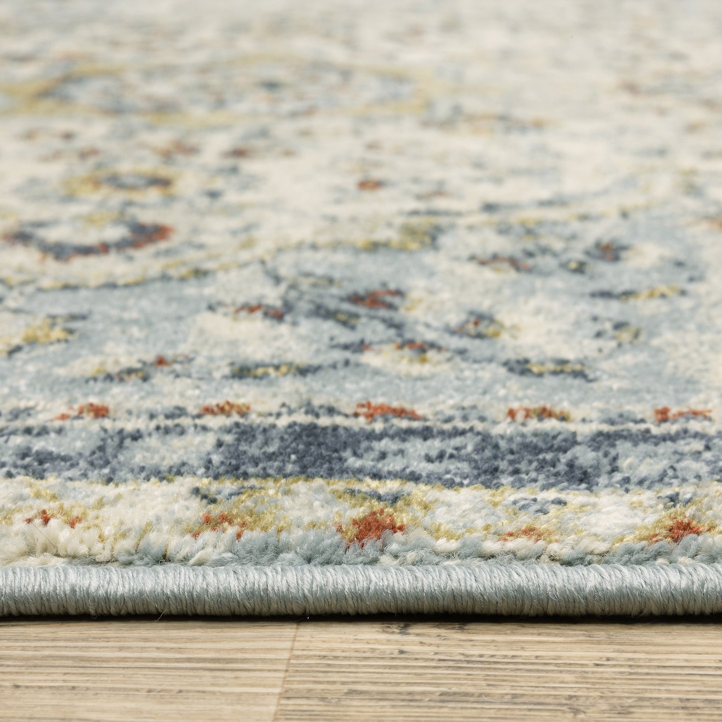 Branson Medallion Blue/ Multi Distressed Cut Pile Rug