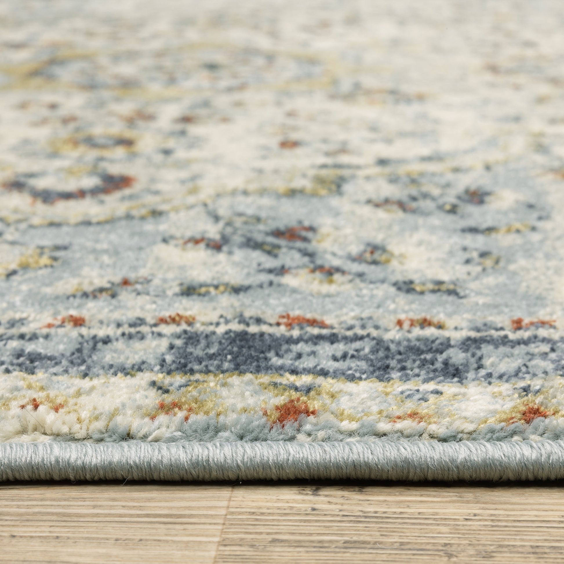 Branson Medallion Blue/ Multi Distressed Cut Pile Rug