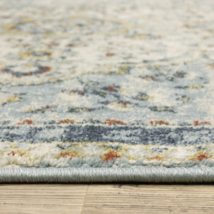 Branson Medallion Blue/ Multi Distressed Cut Pile Rug
