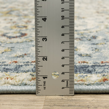 Branson Medallion Blue/ Multi Distressed Cut Pile Rug