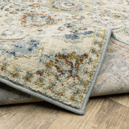 Branson Medallion Blue/ Multi Distressed Cut Pile Rug