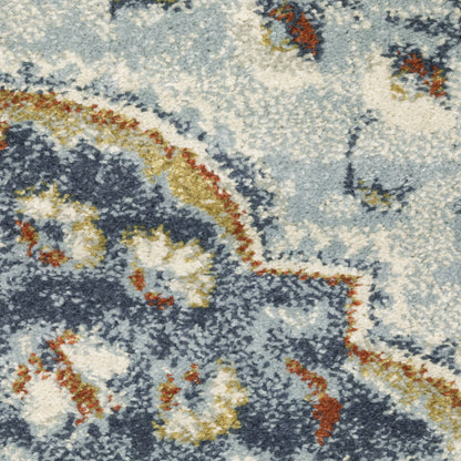 Branson Medallion Blue/ Multi Distressed Cut Pile Rug