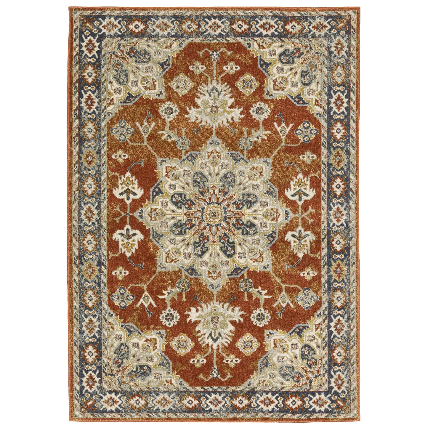 Branson Medallion Rust/ Beige Oriental Cut Pile Rug