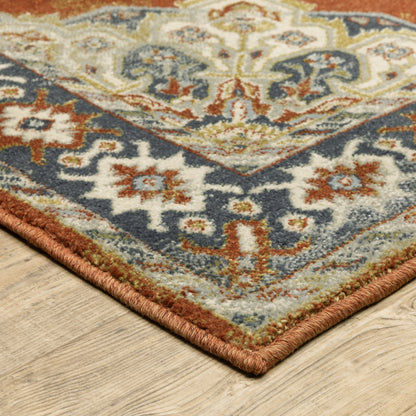 Branson Medallion Rust/ Beige Oriental Cut Pile Rug