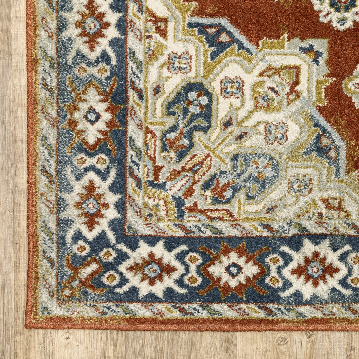 Branson Medallion Rust/ Beige Oriental Cut Pile Rug