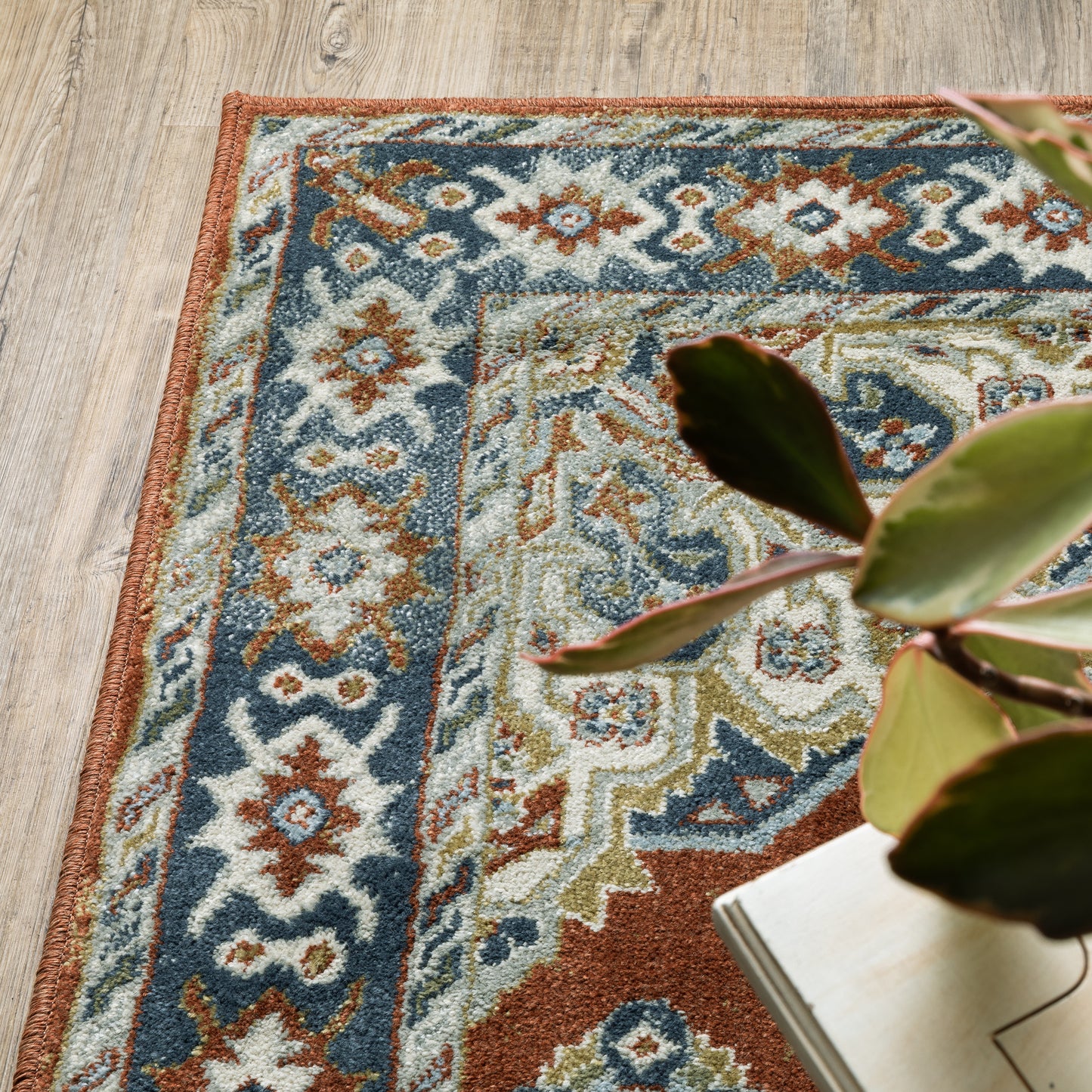 Branson Medallion Rust/ Beige Oriental Cut Pile Rug