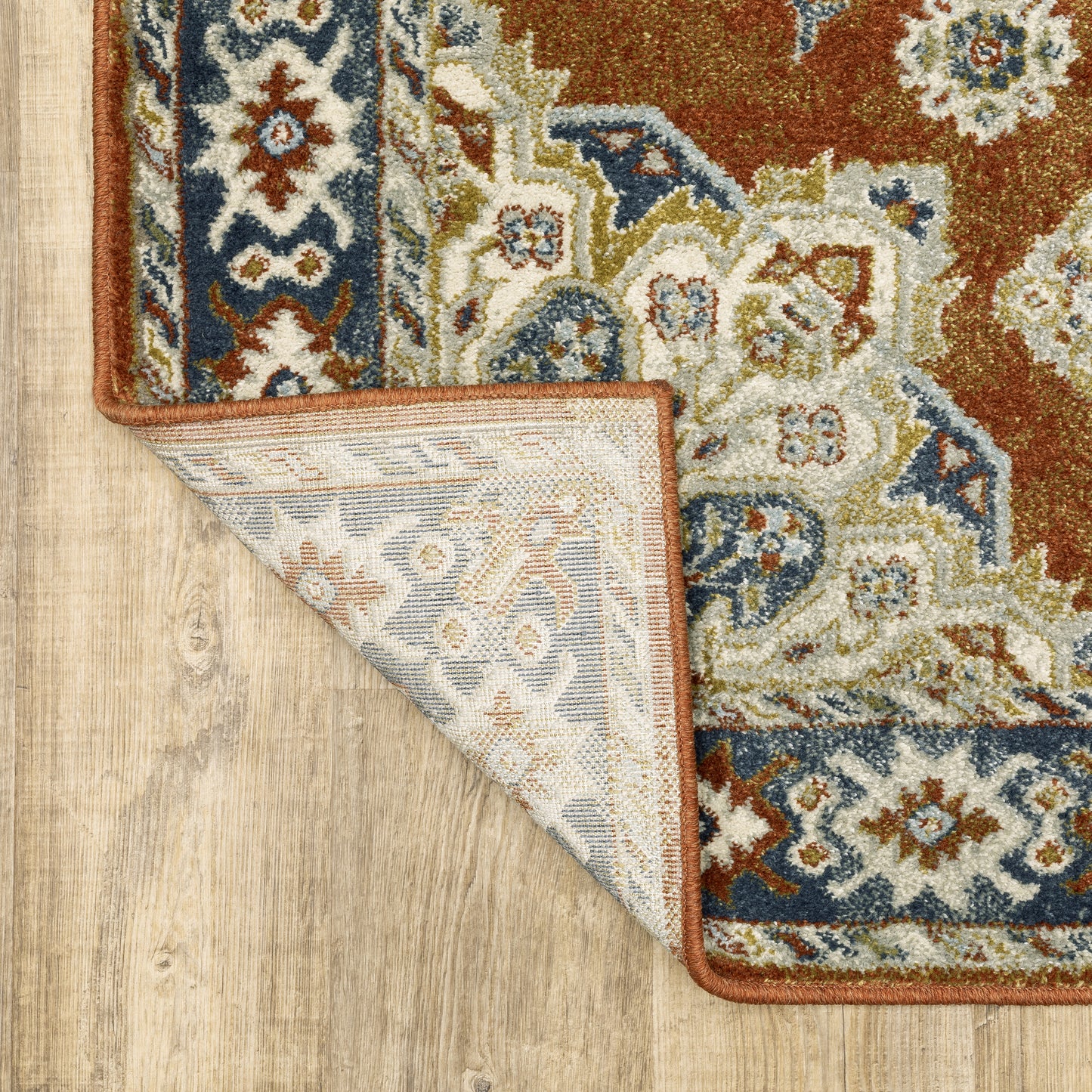 Branson Medallion Rust/ Beige Oriental Cut Pile Rug