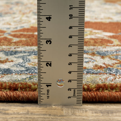 Branson Medallion Rust/ Beige Oriental Cut Pile Rug