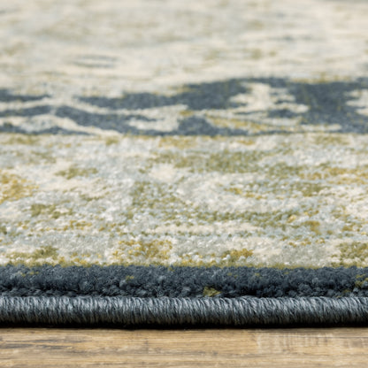Branson Medallion Blue/ Ivory Oriental Cut Pile Rug