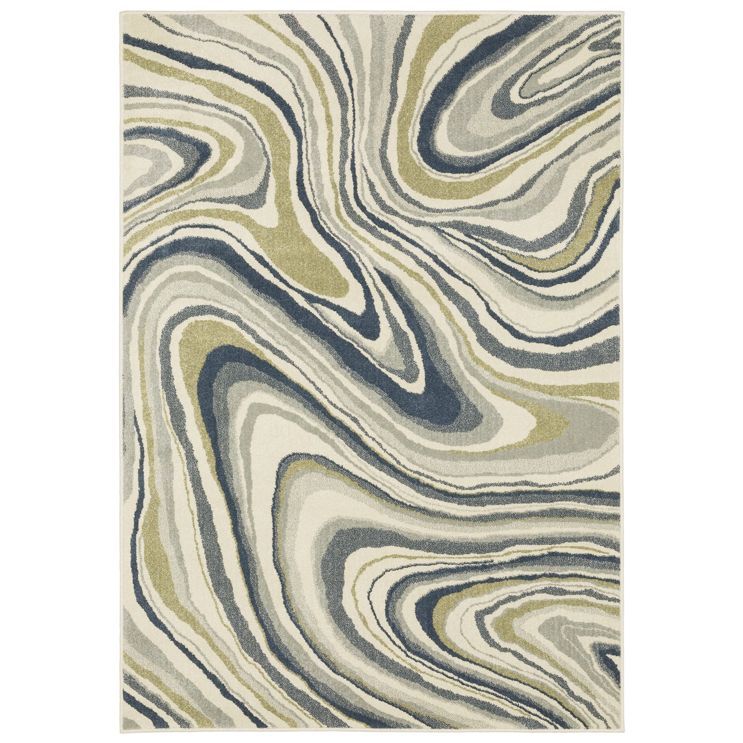 Branson Abstract Ivory/ Blue Cut Pile Rug