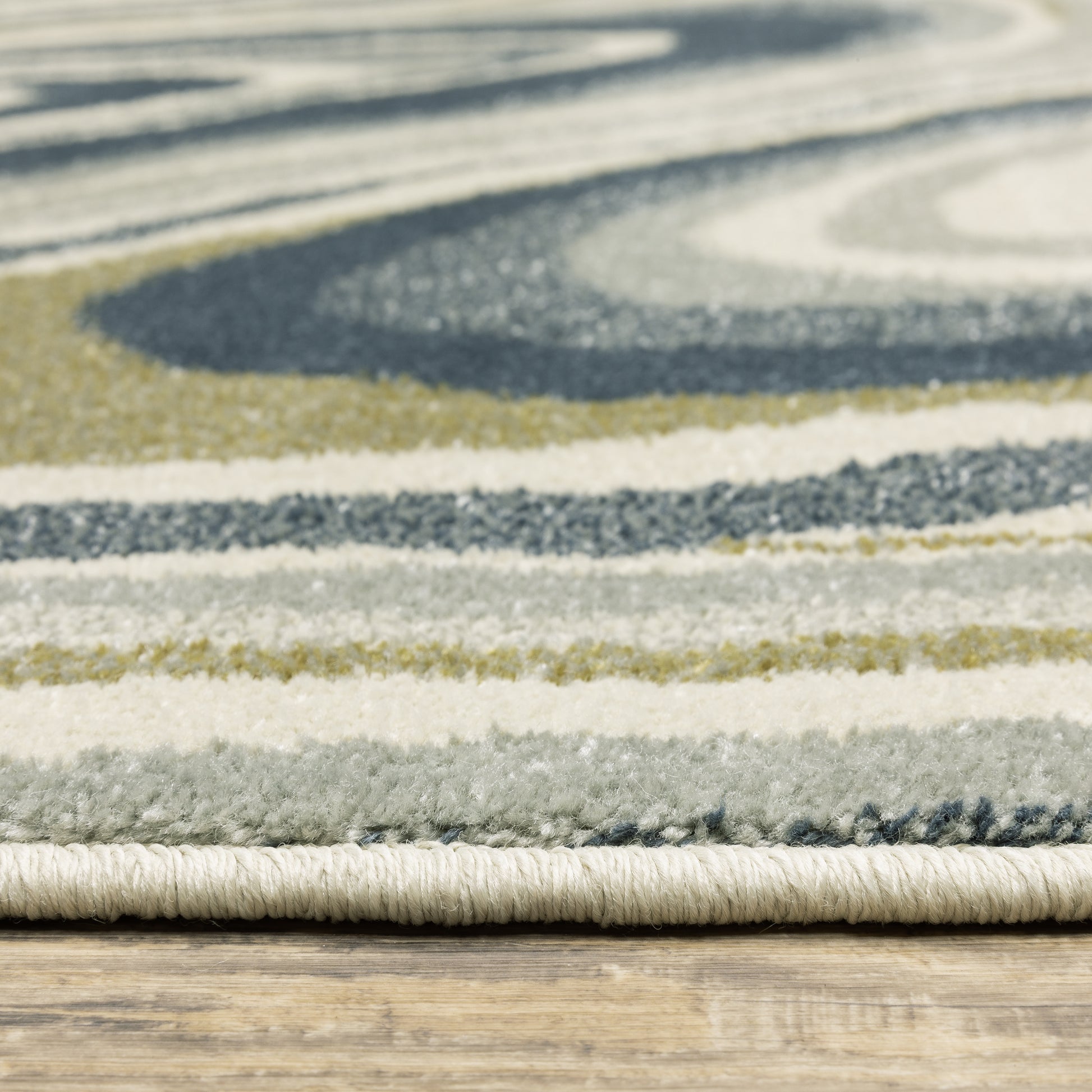 Branson Abstract Ivory/ Blue Cut Pile Rug