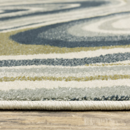 Branson Abstract Ivory/ Blue Cut Pile Rug