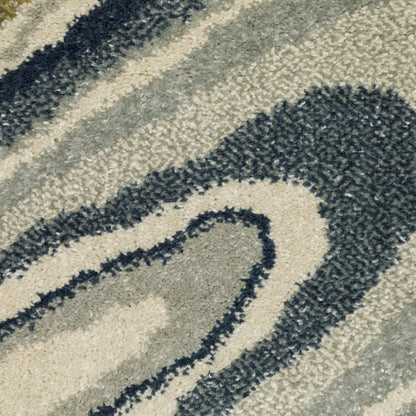 Branson Abstract Ivory/ Blue Cut Pile Rug