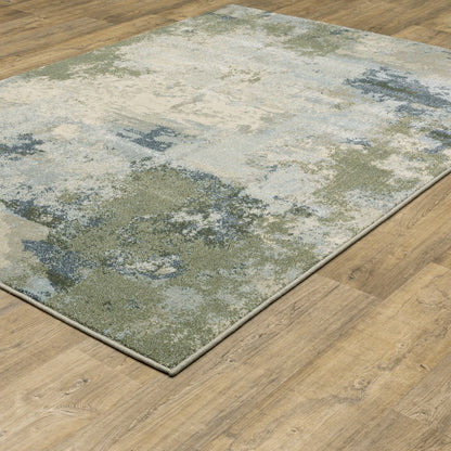Branson Abstract Blue/ Green Cut Pile Rug