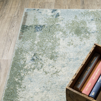 Branson Abstract Blue/ Green Cut Pile Rug