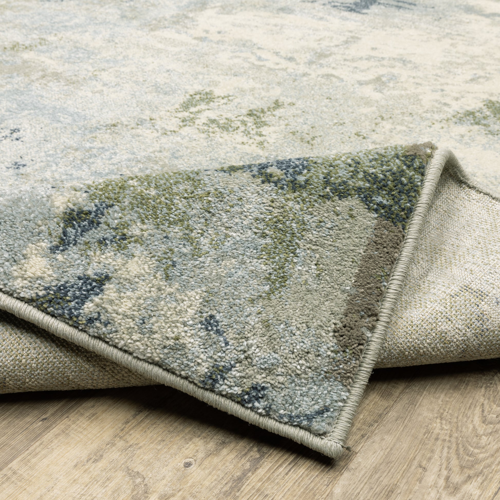 Branson Abstract Blue/ Green Cut Pile Rug