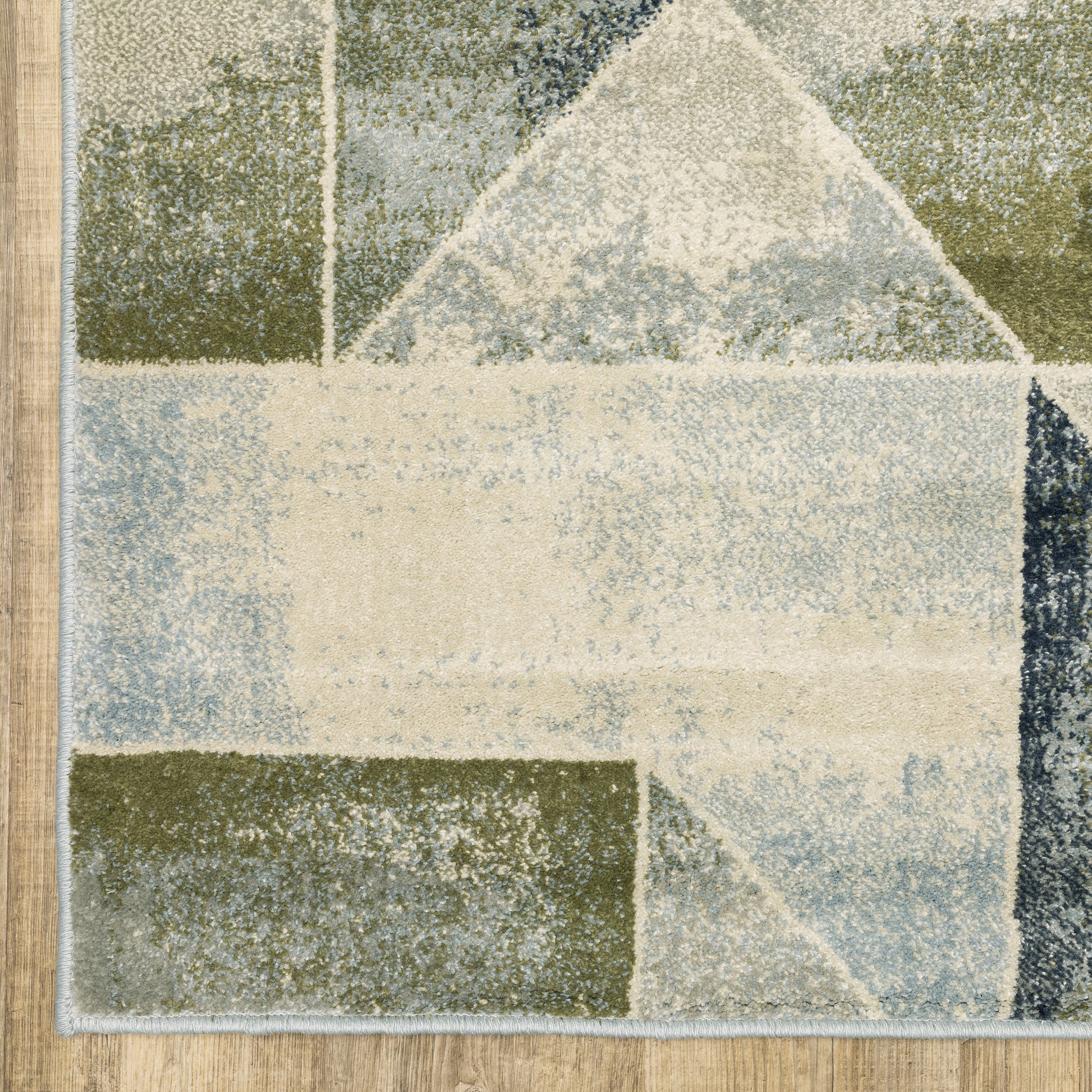 Branson Distressed Blue/ Green Geometric Cut Pile Rug