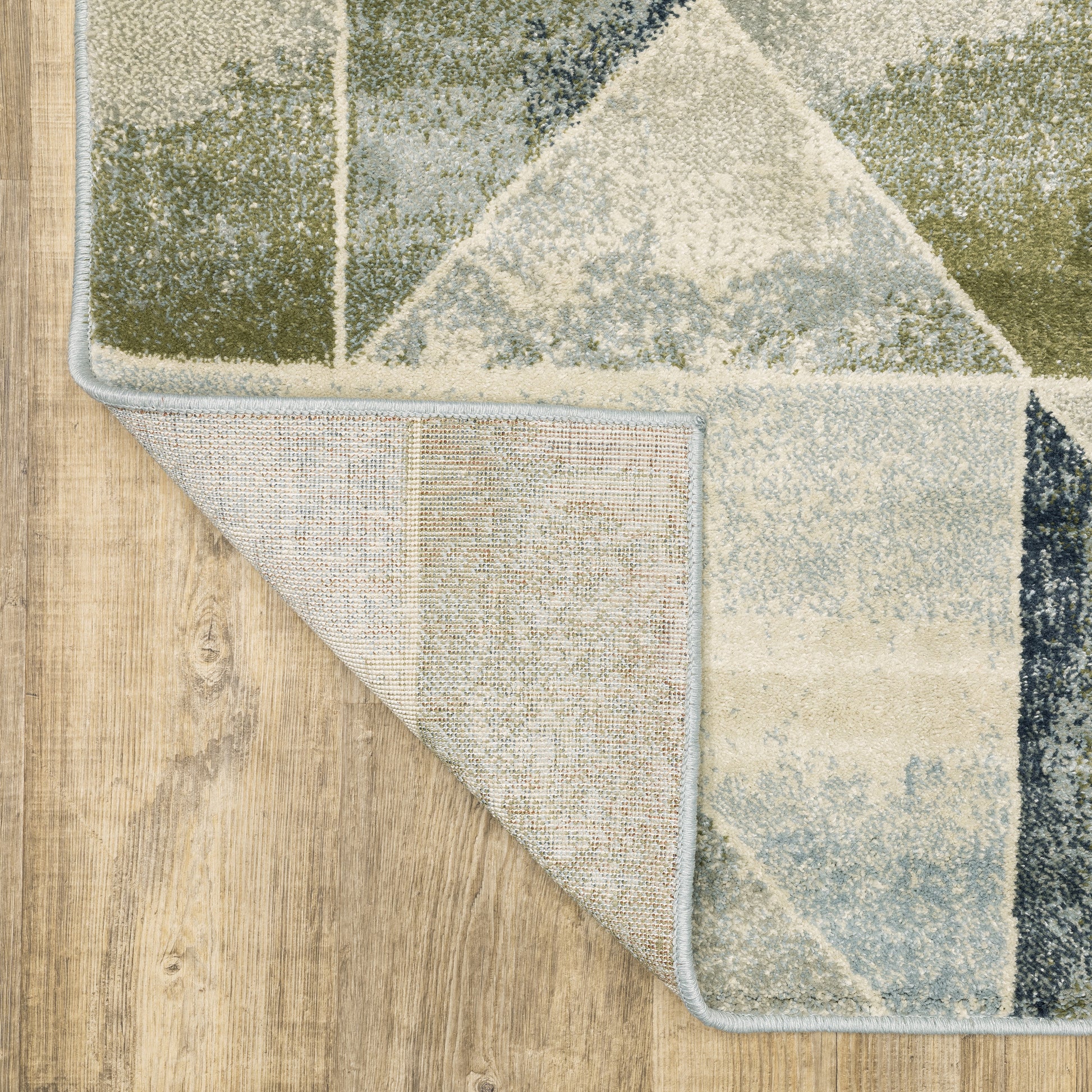 Branson Distressed Blue/ Green Geometric Cut Pile Rug
