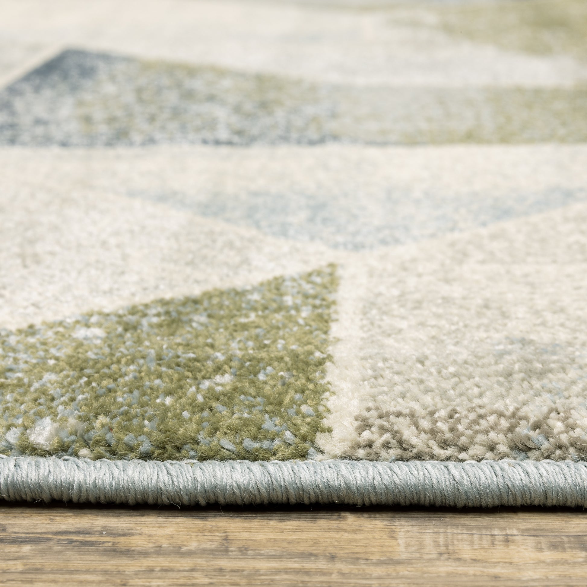 Branson Distressed Blue/ Green Geometric Cut Pile Rug