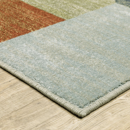 Branson Distressed Beige/ Multi Geometric Cut Pile Rug