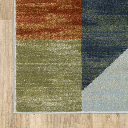 Branson Distressed Beige/ Multi Geometric Cut Pile Rug