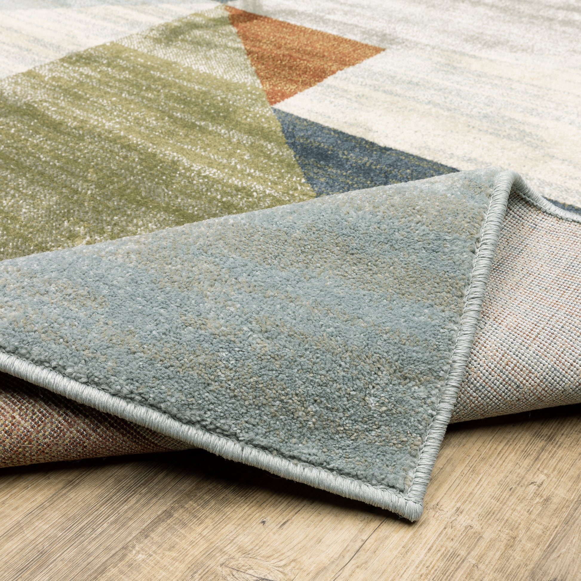 Branson Distressed Beige/ Multi Geometric Cut Pile Rug