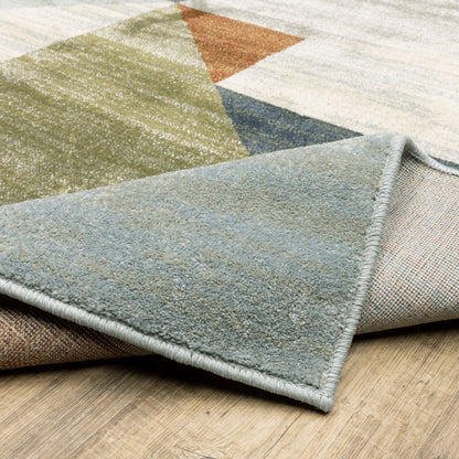Branson Distressed Beige/ Multi Geometric Cut Pile Rug