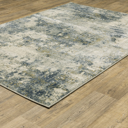 Branson Abstract Beige/ Blue Cut Pile Rug