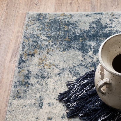 Branson Abstract Beige/ Blue Cut Pile Rug