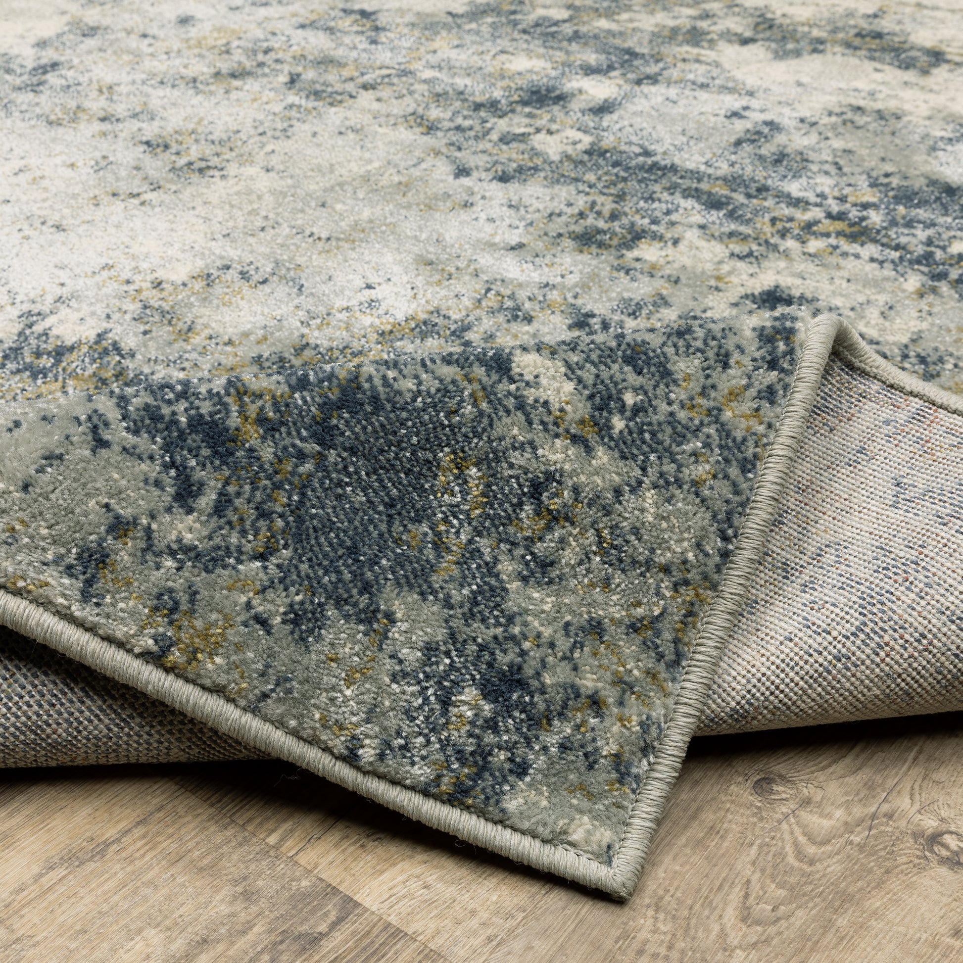 Branson Abstract Beige/ Blue Cut Pile Rug