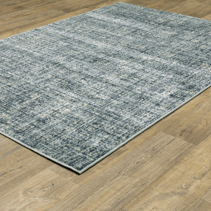 Branson Distressed Blue/ Blue Abstract Cut Pile Rug