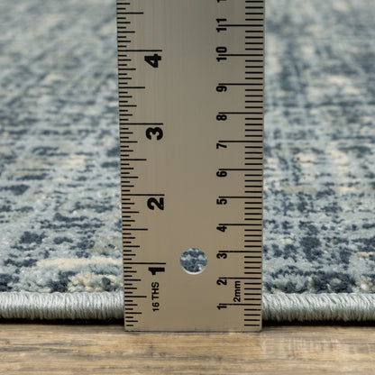 Branson Distressed Blue/ Blue Abstract Cut Pile Rug