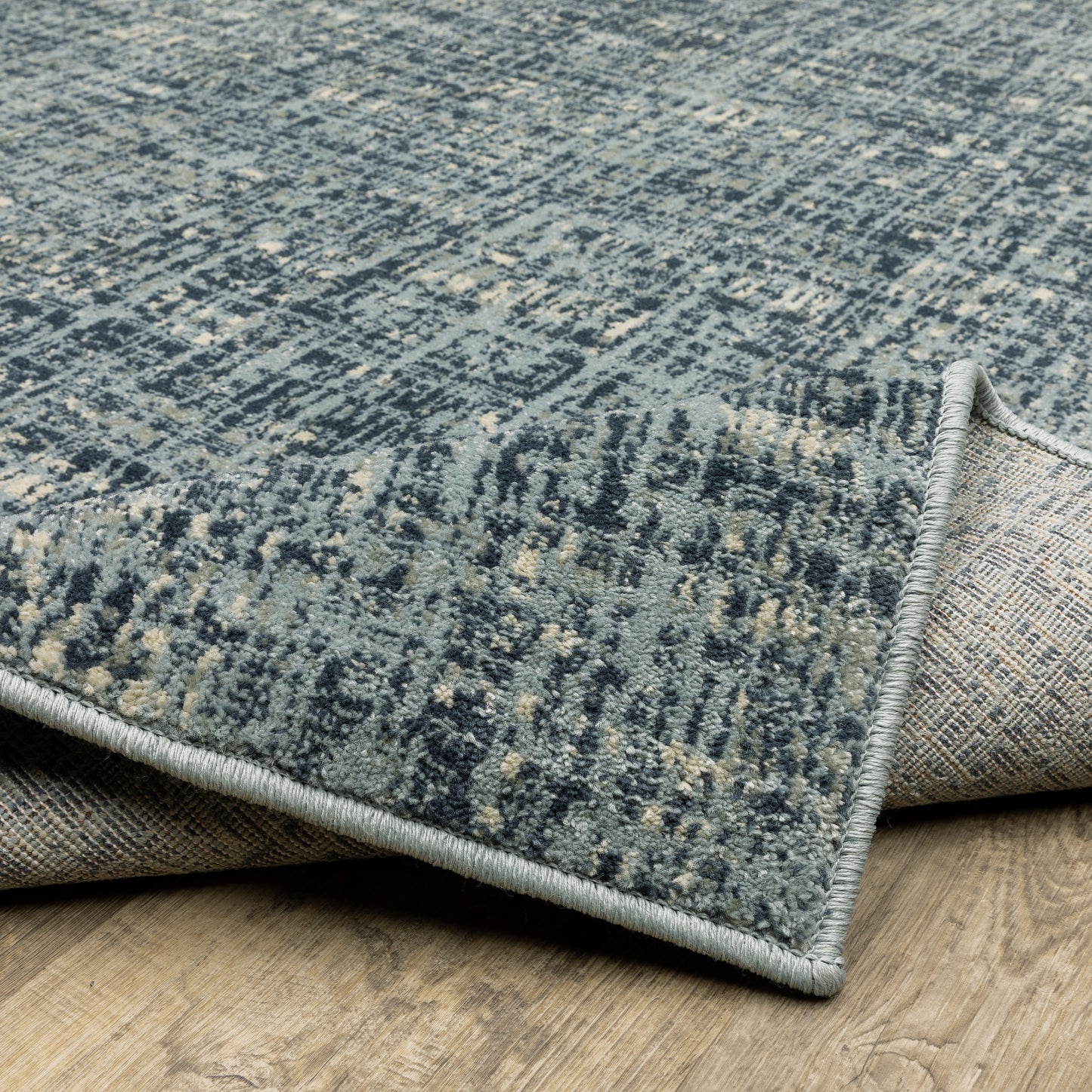 Branson Distressed Blue/ Blue Abstract Cut Pile Rug