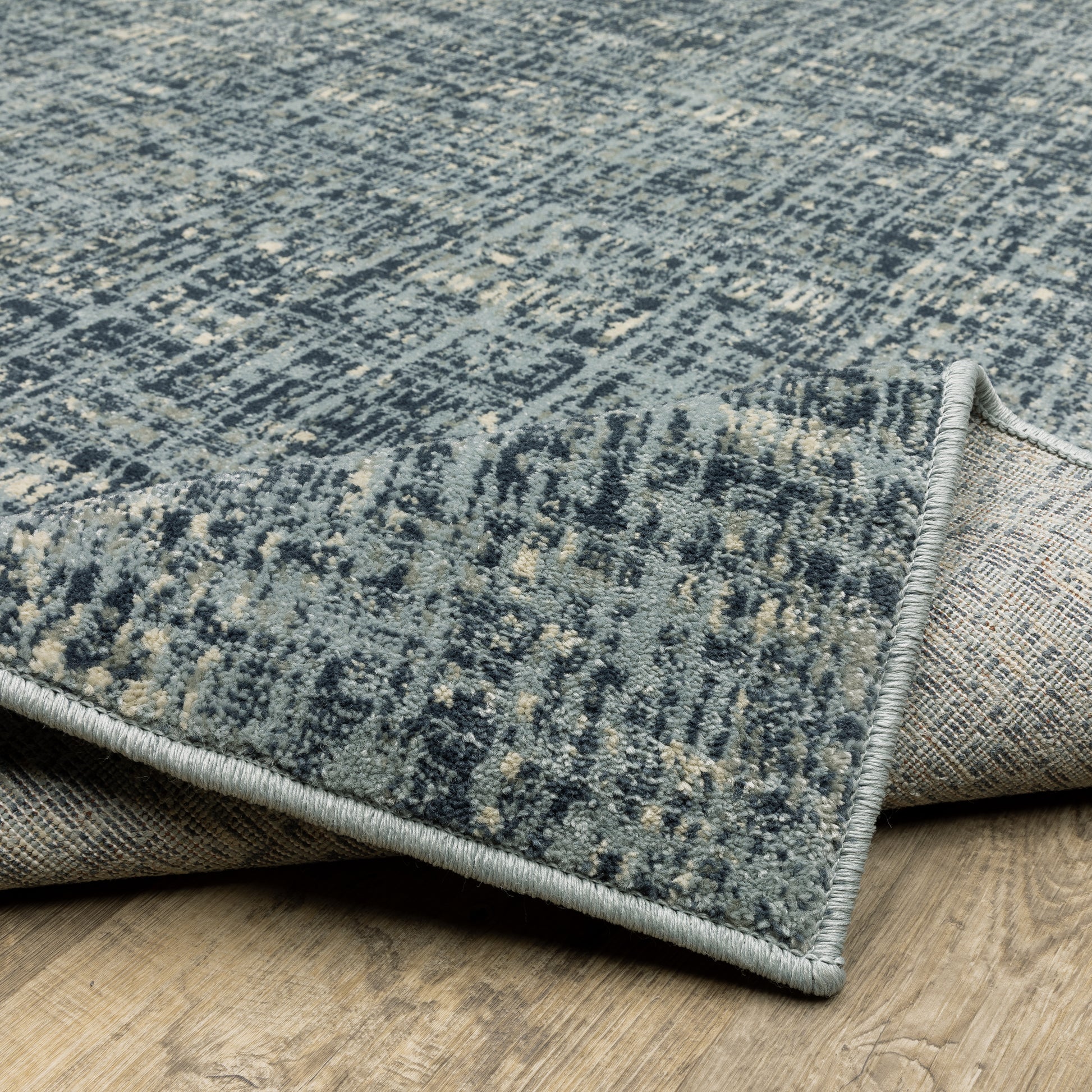 Branson Distressed Blue/ Blue Abstract Cut Pile Rug