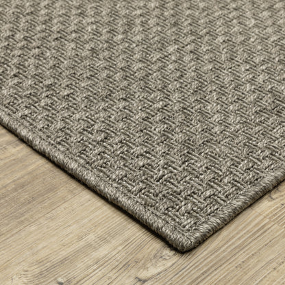Caicos Solid Grey/ Grey Flat Weave Rug