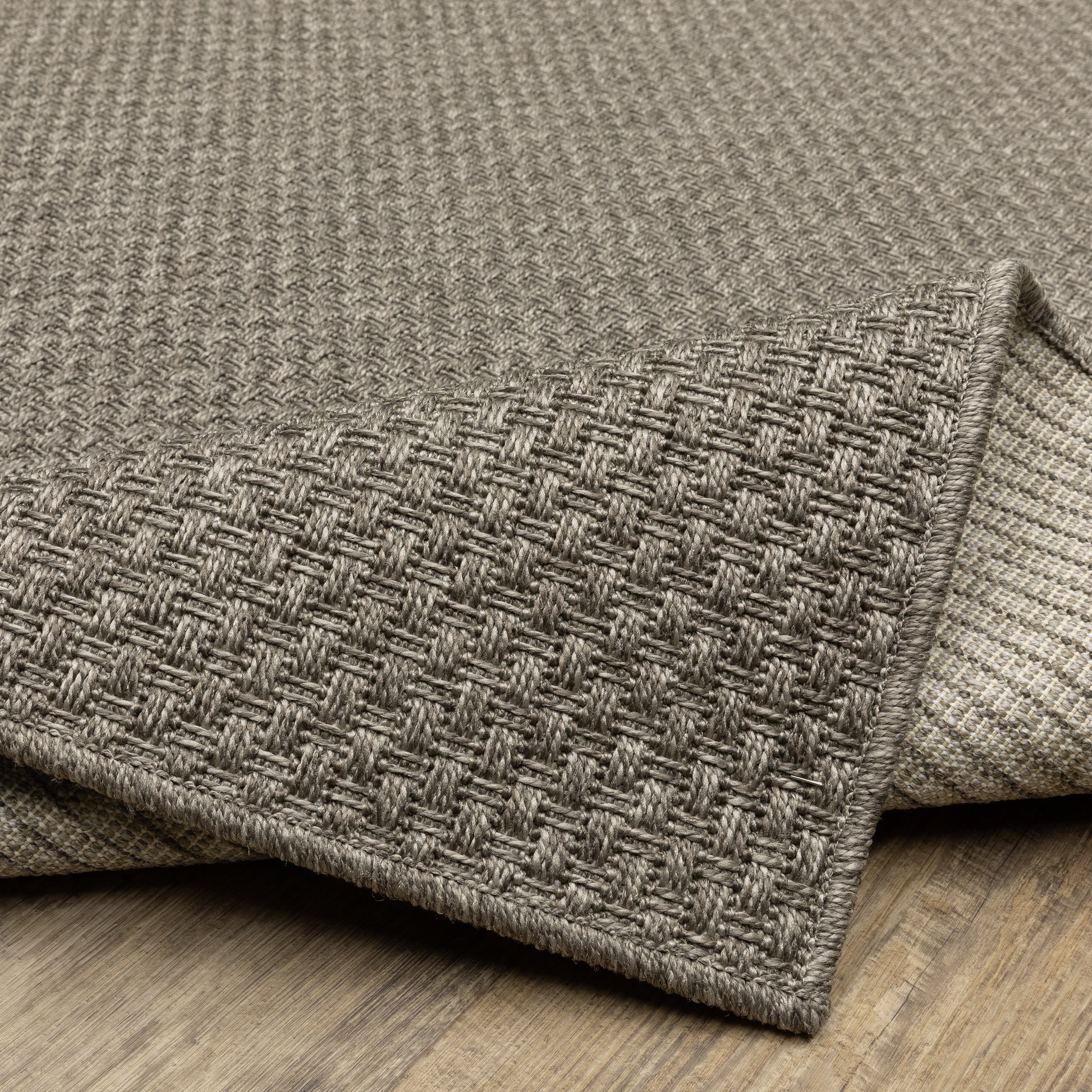 Caicos Solid Grey/ Grey Flat Weave Rug