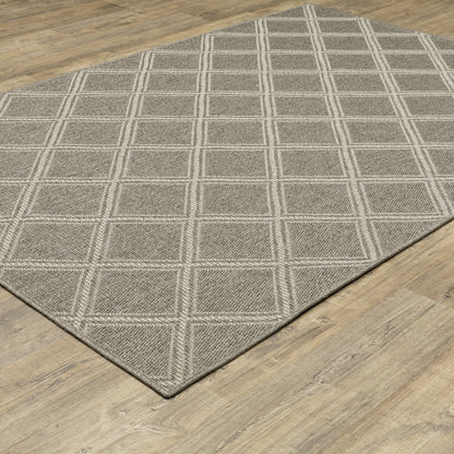 Caicos Lattice Grey/ Grey Geometric Flat Weave Rug