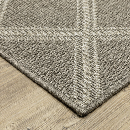Caicos Lattice Grey/ Grey Geometric Flat Weave Rug
