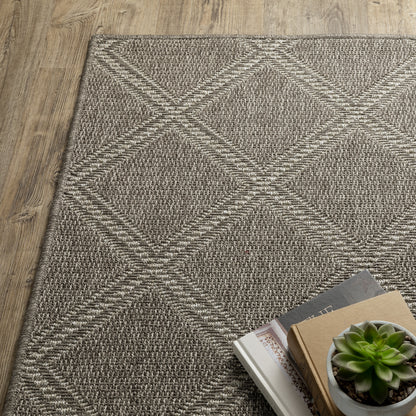 Caicos Lattice Grey/ Grey Geometric Flat Weave Rug