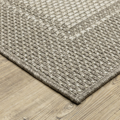 Caicos Border Grey/ Grey Flat Weave Rug