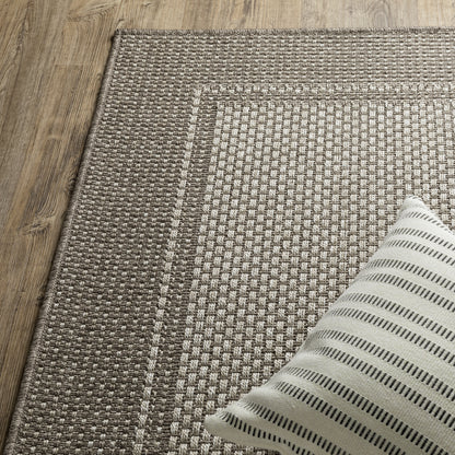 Caicos Border Grey/ Grey Flat Weave Rug