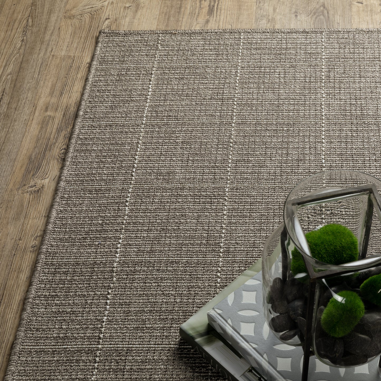 Caicos Geometric Grey/ Grey Flat Weave Rug