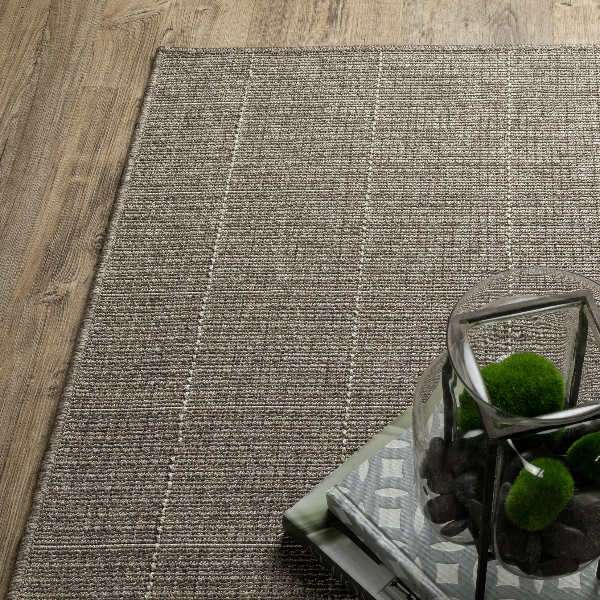 Caicos Geometric Grey/ Grey Flat Weave Rug