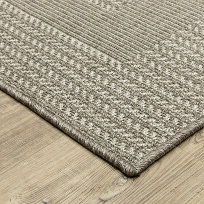 Caicos Border Grey/ Grey Flat Weave Rug