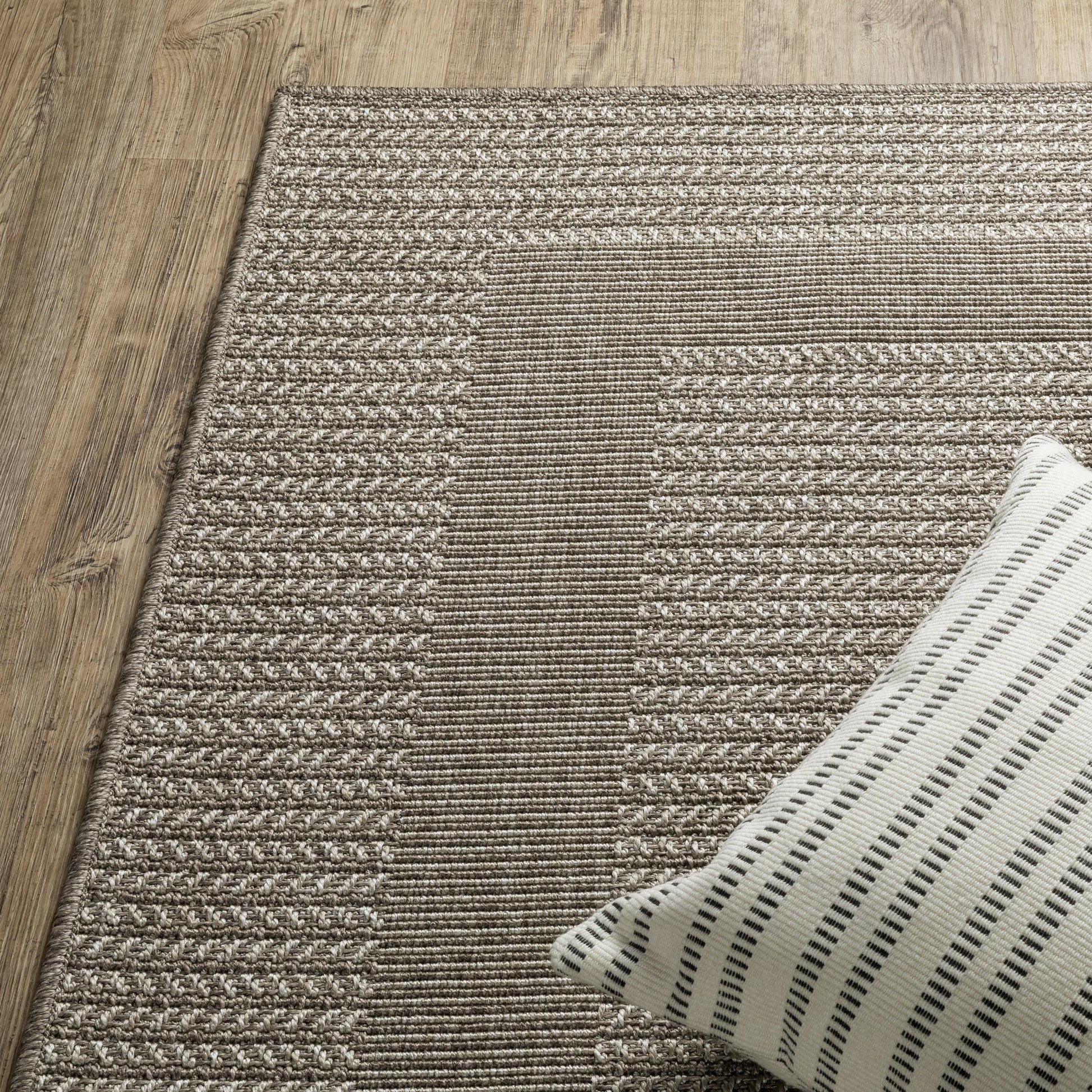 Caicos Border Grey/ Grey Flat Weave Rug
