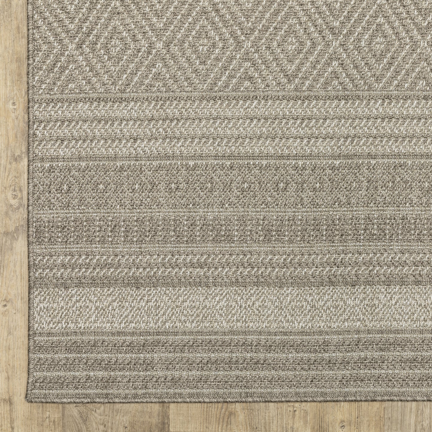 Caicos Stripe Grey/ Grey Geometric Flat Weave Rug